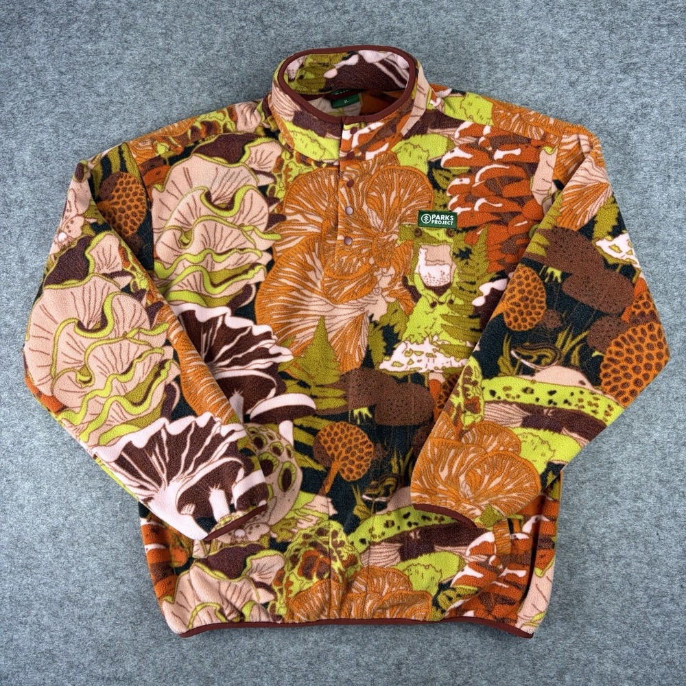 Parks Project Trail Fleece Pullover Rooted in Nature Morels Mushrooms Adult XL